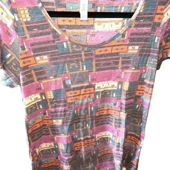 Lularoe‎ small red, orange , green, retro luggage Classic T. “ unicorn print” . - Picture 1 of 8